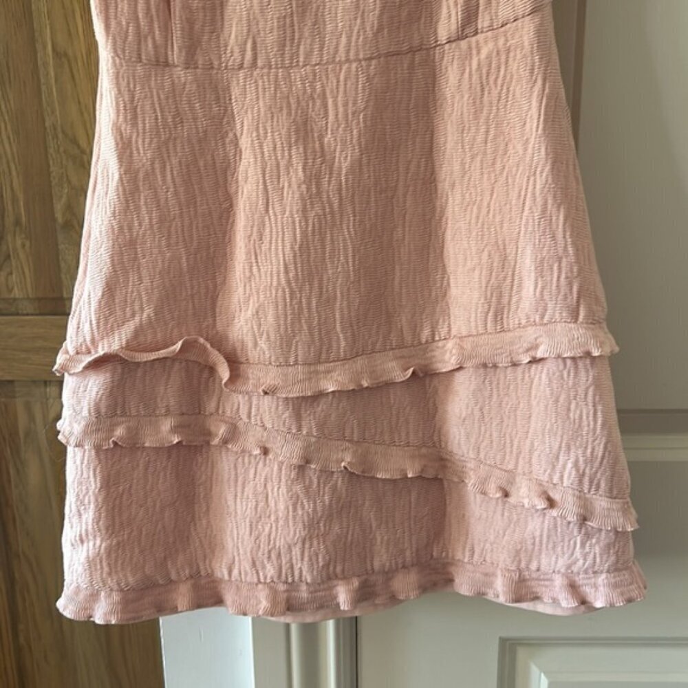 SANDRO v neck pink ruffle dress us 6 - Picture 15 of 16